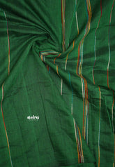 Anvi - Budget Khadi cotton with knitted weaving stripes - Green - Madras Sarees